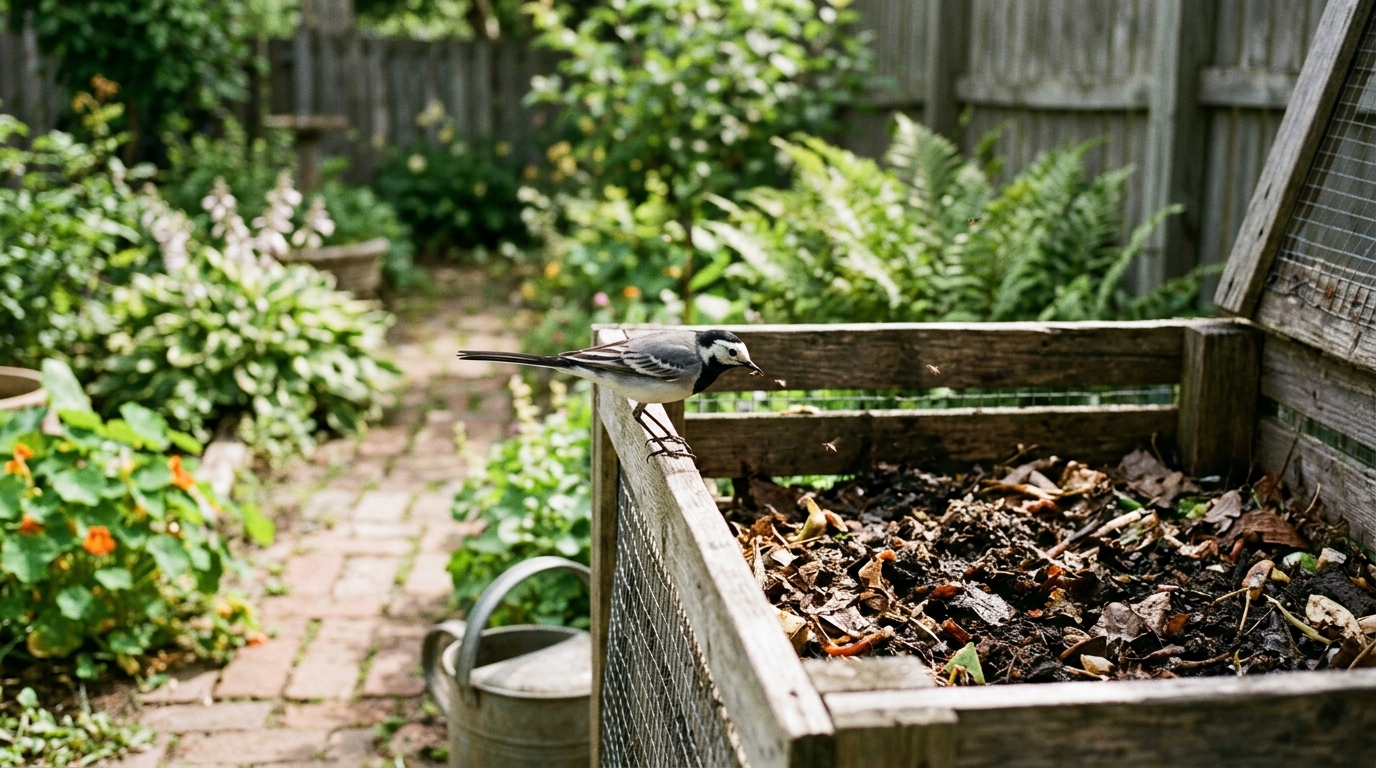 Pourquoi la présence de ce compost ouvert fait le bonheur des bergeronnettes