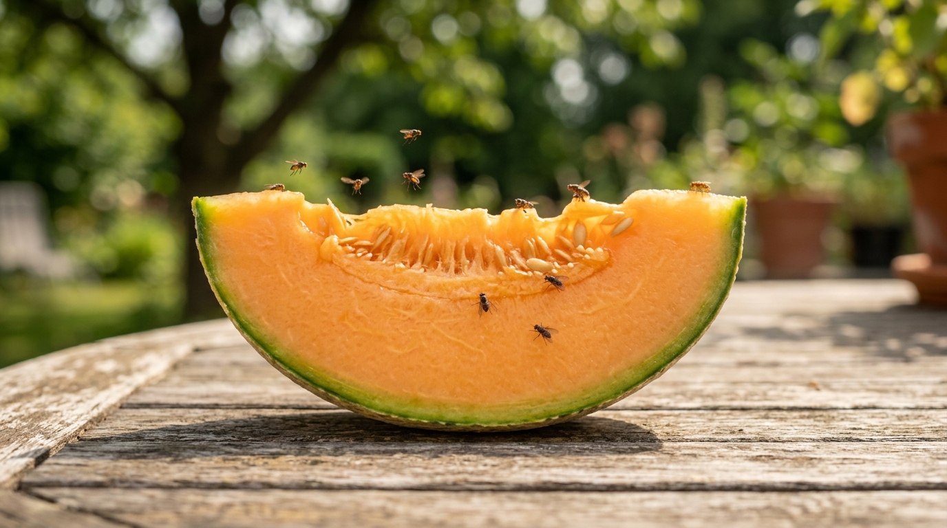 Déposer ce reste de melon au soleil attire les insectes pour les oisillons