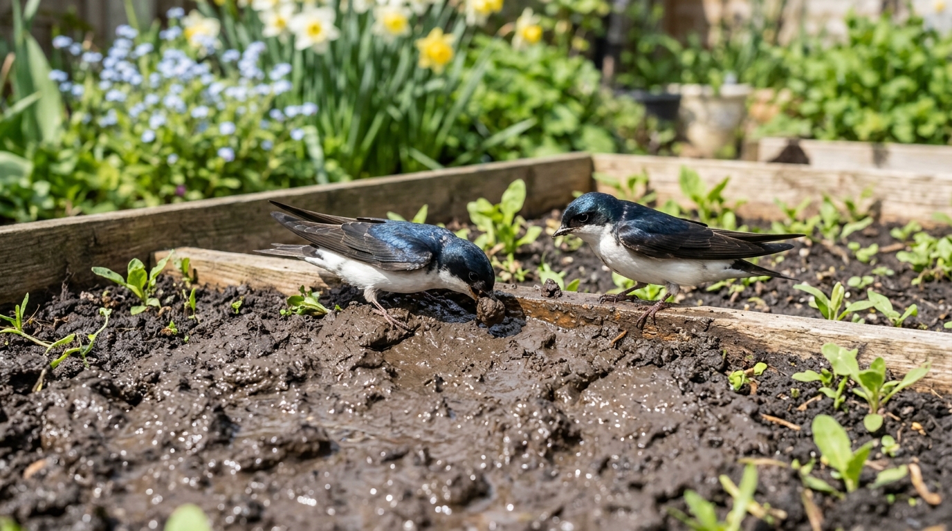 Pourquoi laisser de la terre boueuse au jardin aide grandement les hirondelles