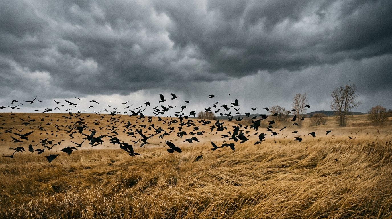 Pourquoi ce vol de corbeaux à basse altitude signale un vent violent