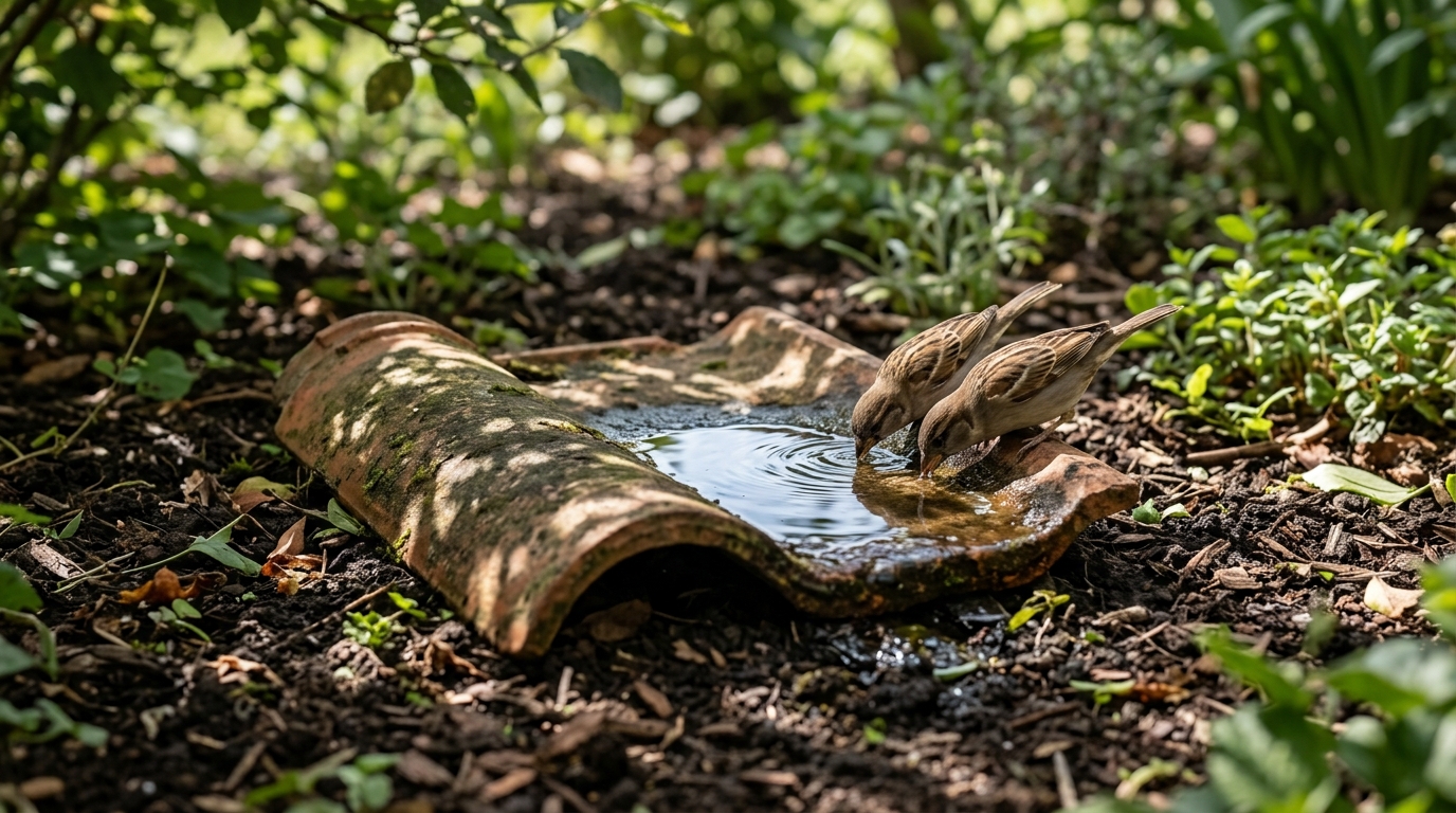 Placer cette tuile plate inversée au sol protège leau de lévaporation