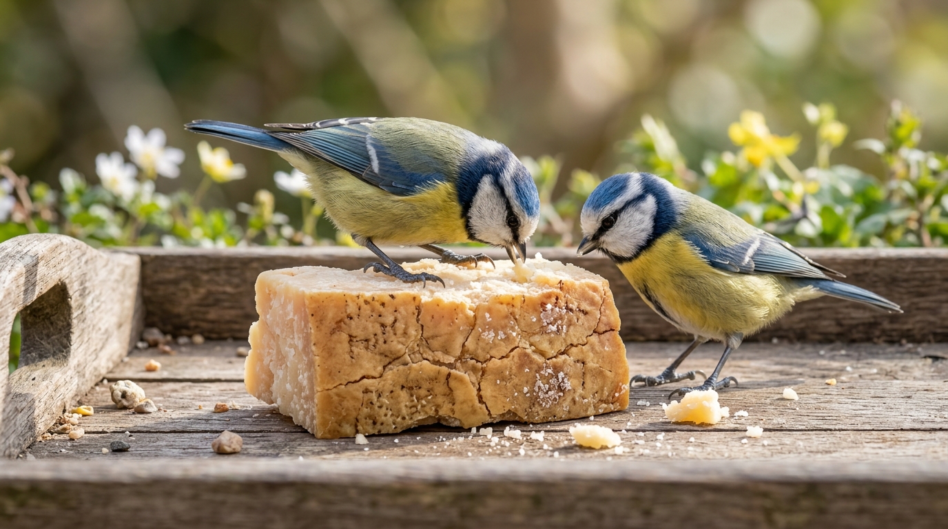 Ce reste de fromage à pâte dure que les mésanges adorent picorer en mai