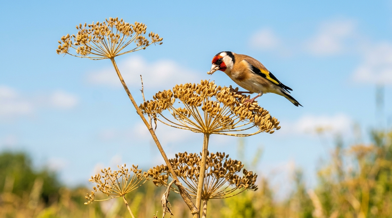 Cette herbe aromatique à laisser monter en graine attire les chardonnerets